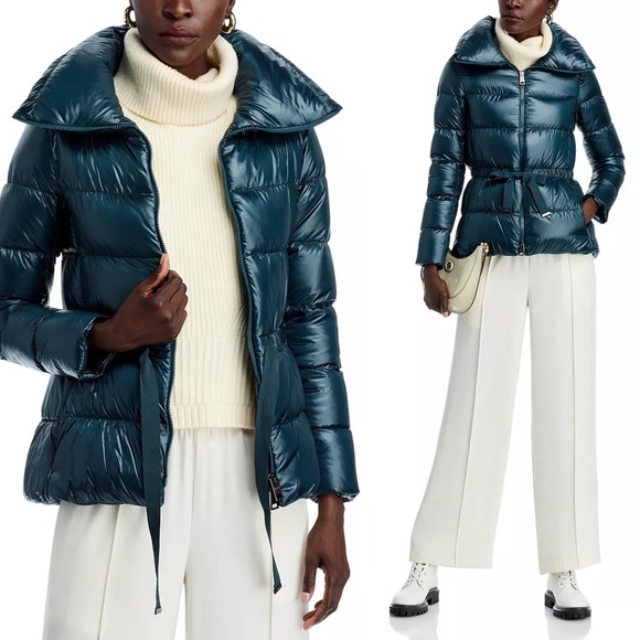 NEW Herno Shiny Puffer Coat in Jade Green $695 - Women's Size IT 46 / US 10 - Picture 2 of 16